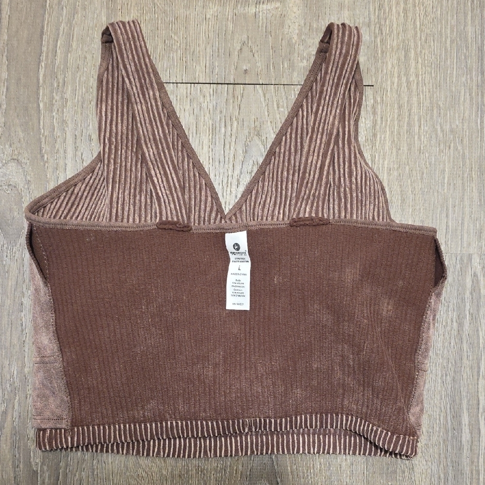 90 Degree By Reflex Brown Ribbed Seamless Crop Bra Tank NEW - Picture 15 of 16